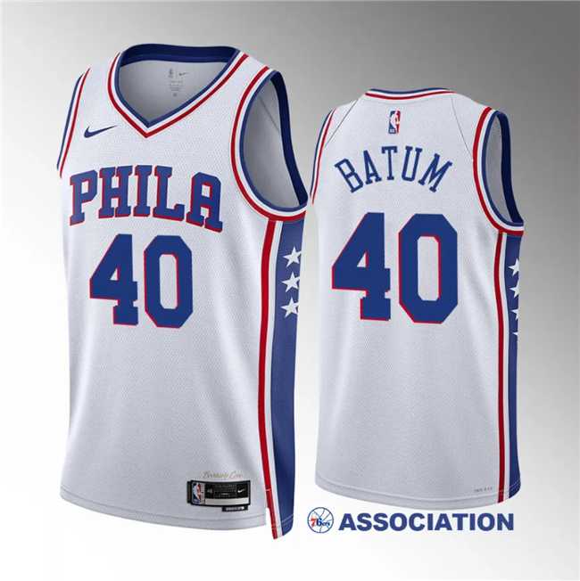 Men%27s Philadelphia 76ers #40 Nicolas Batum White Association Edition Stitched Jersey Dzhi->philadelphia 76ers->NBA Jersey